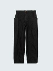 Organic Cotton Barrel Trouser in Black - Croft