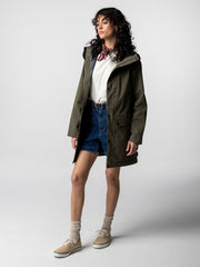 Organic Cotton Waterproof Jacket in Olive - Litus