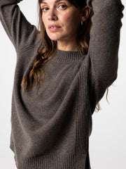 Wool Ribbed Knit Jumper in Brown - Cavan