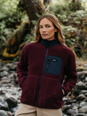 Recycled Fleece Jacket in Plum/Navy - Bolster