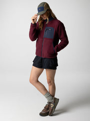 Recycled Fleece Jacket in Plum/Navy - Bolster