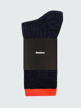 Wool Sock in Navy/Bright Flame - Bosun