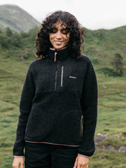 Recycled Wool 1/4 Zip Fleece in Raven Black - Hegen