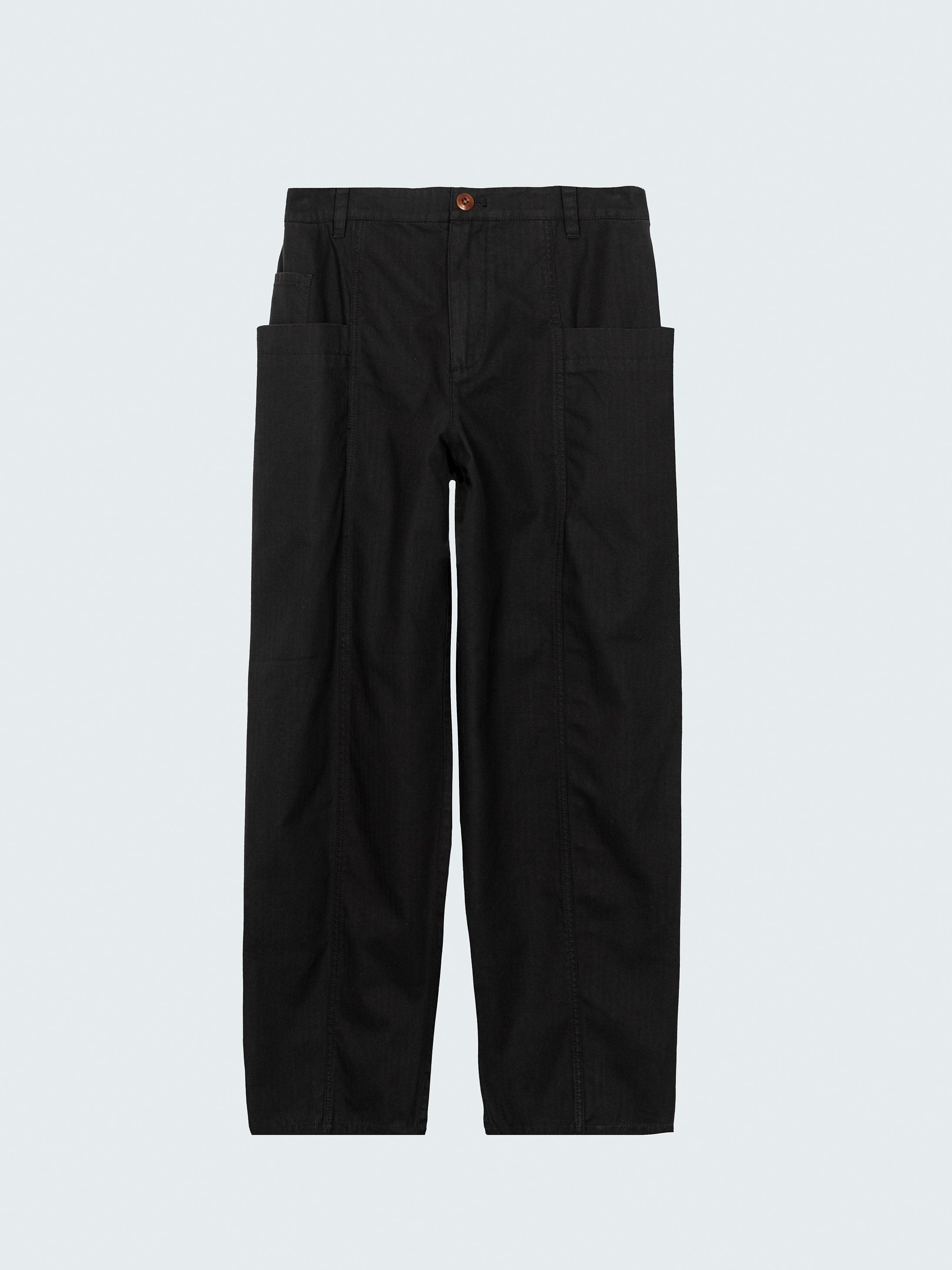 Organic Cotton Barrel Trouser in Black - Croft
