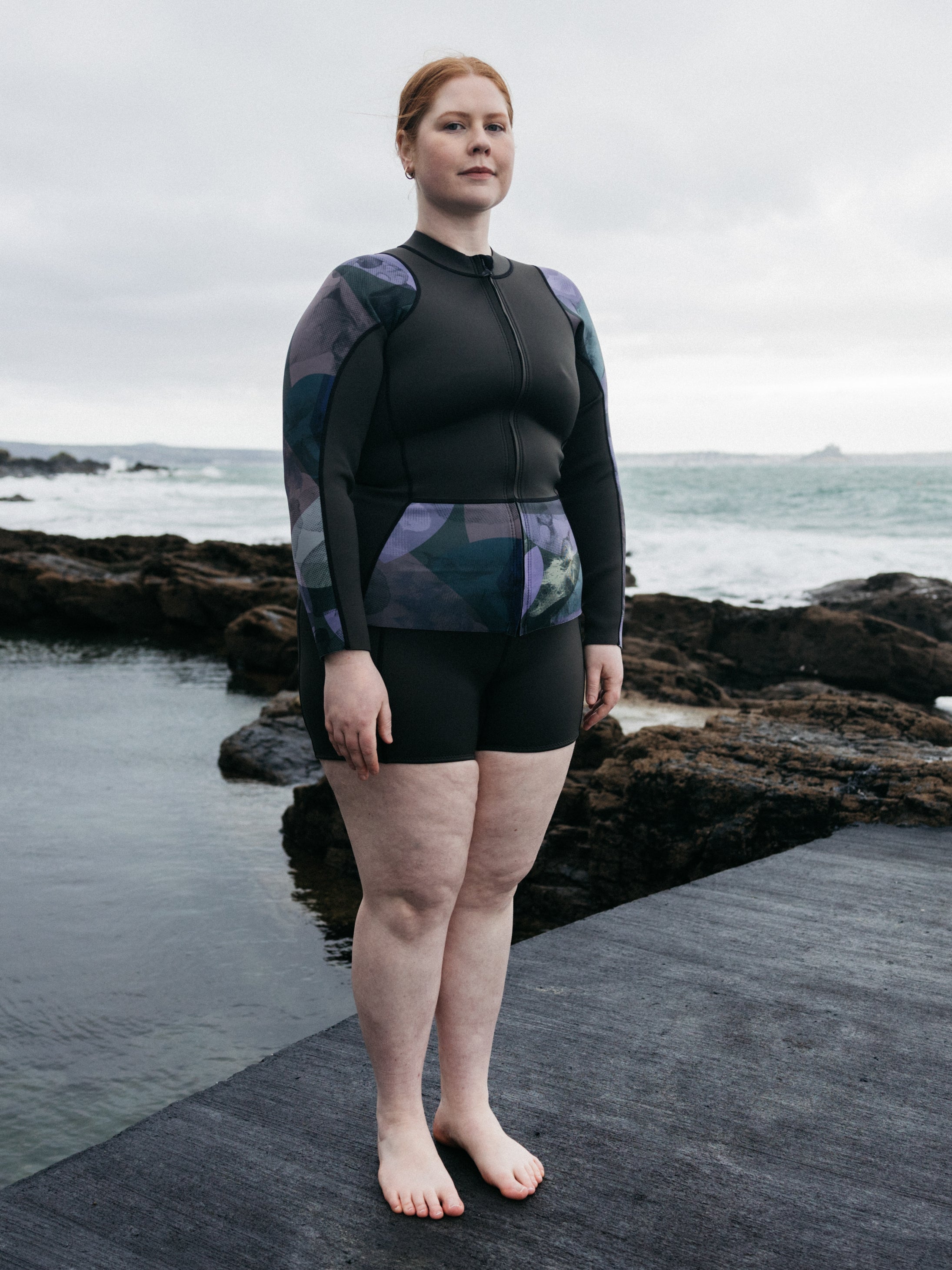 Natural Rubber Long Sleeve Top in Raven Lofi Print - Kaia