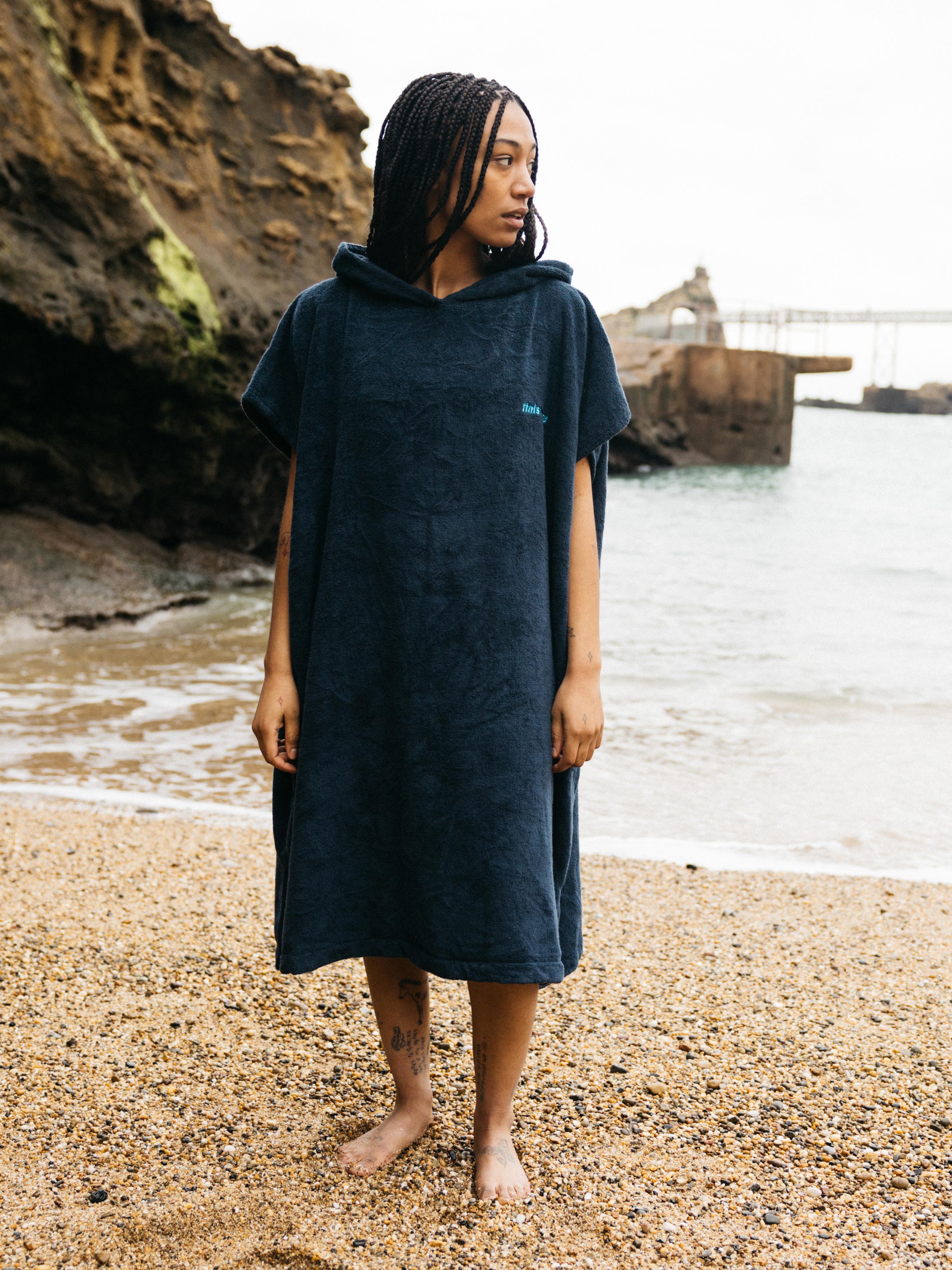 Organic Cotton Robe in Navy - Clearwater