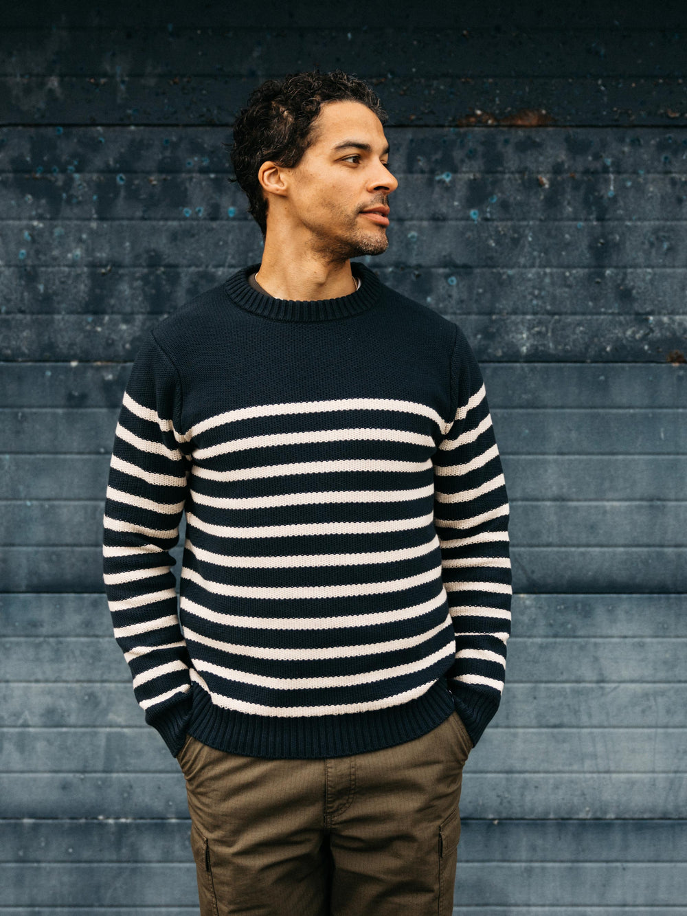 Wool Striped Jumper in Multi Stripe - Ledden