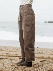 Organic Cotton Barrel Trouser in Brown - Croft