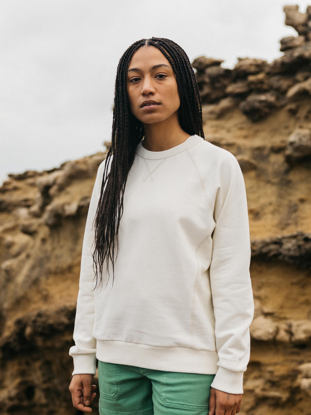 Organic Retro Sweatshirt in Ecru - Serpentine