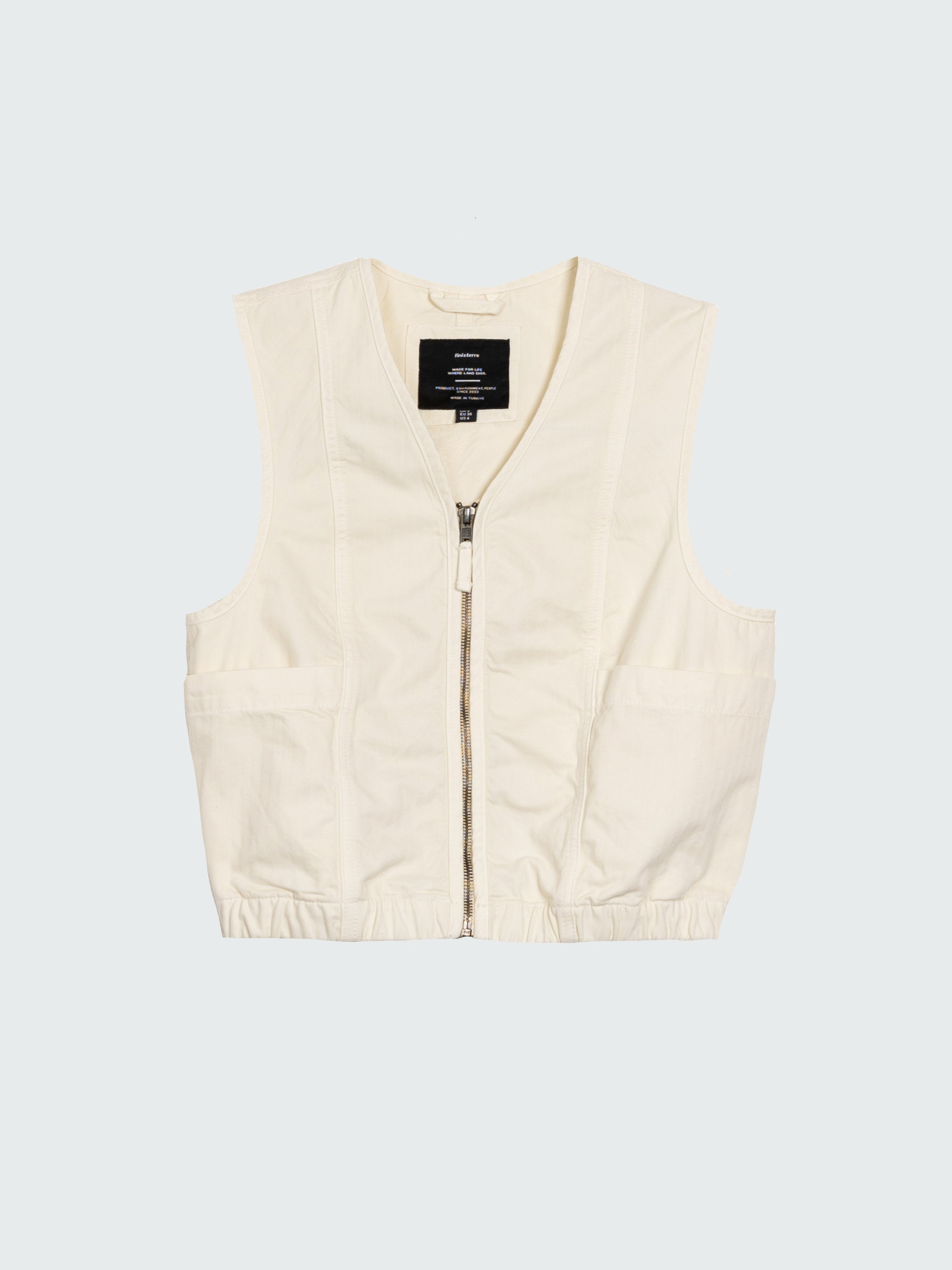 Organic Cotton Gilet in Ecru - Croft