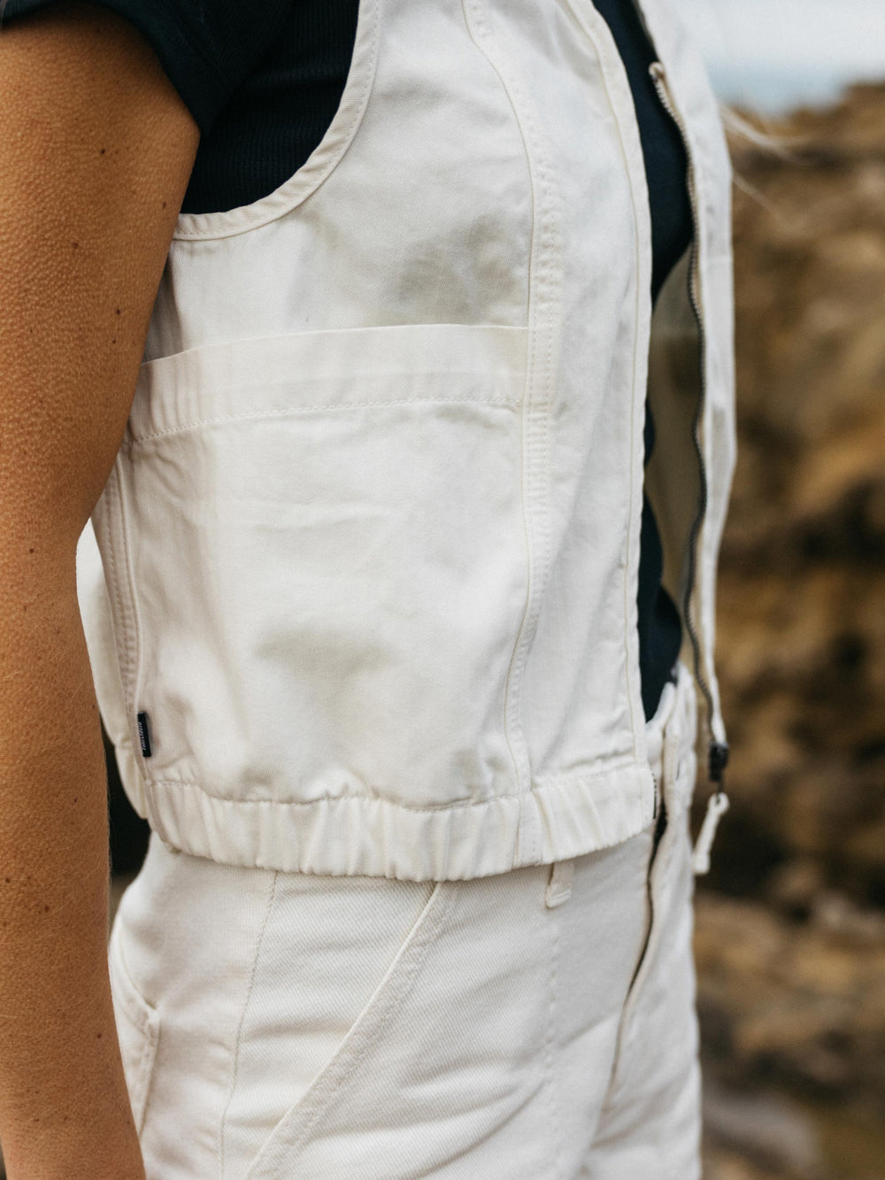 Organic Cotton Gilet in Ecru - Croft