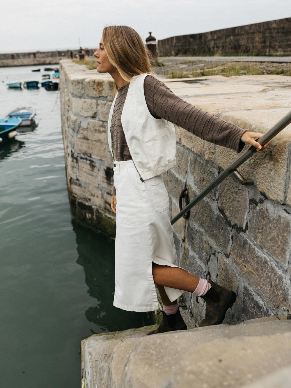 Organic Cotton Gilet in Ecru - Croft