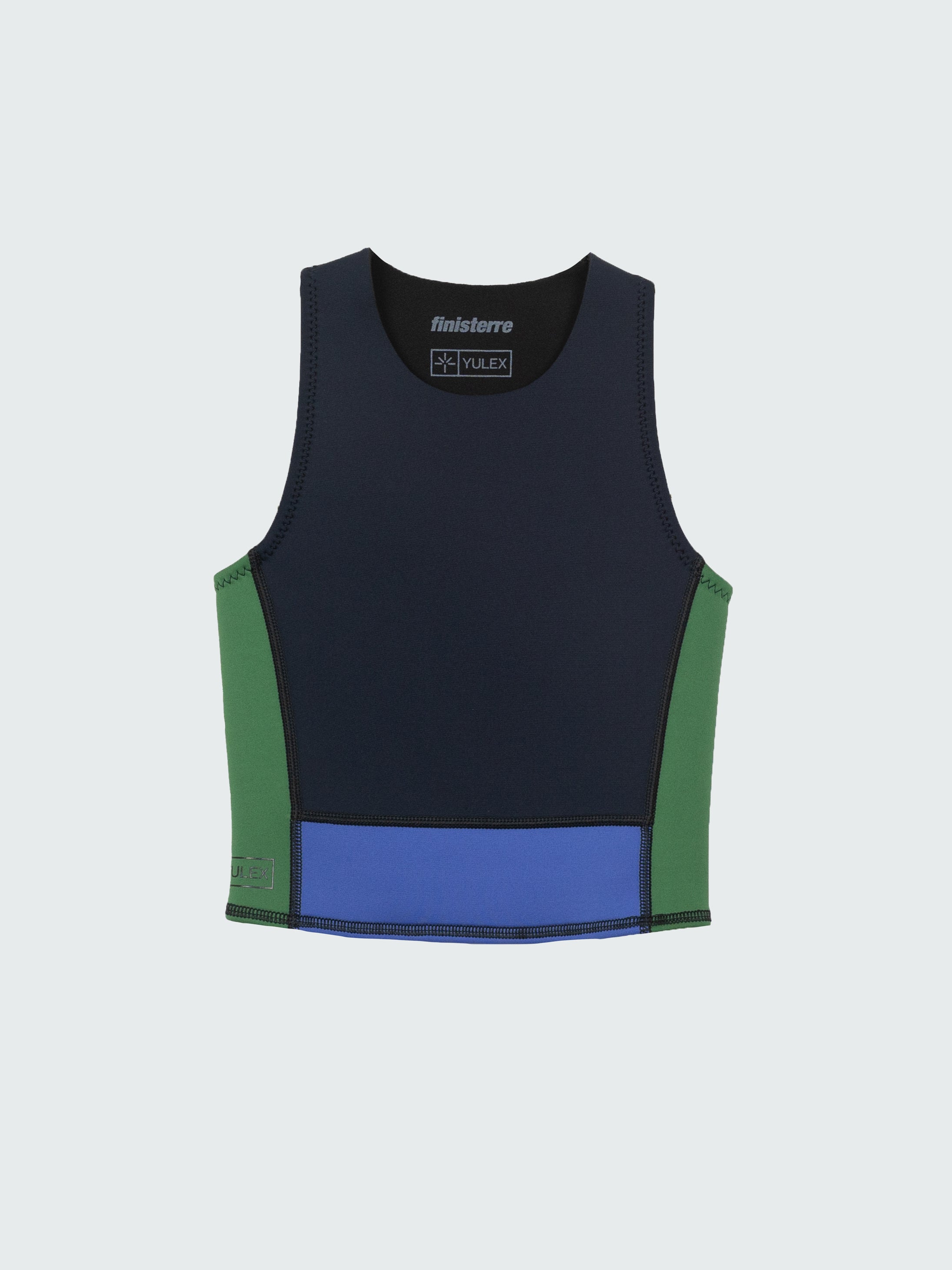 Natural Rubber Yulex Bikini Top in Navy/Lake/Green - Kaia