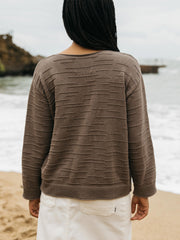 Organic Cotton Textured Knit Jumper in Brown - Travean