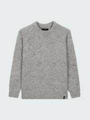 Wool Crew Neck Knit Jumper in Dove Grey - Farne