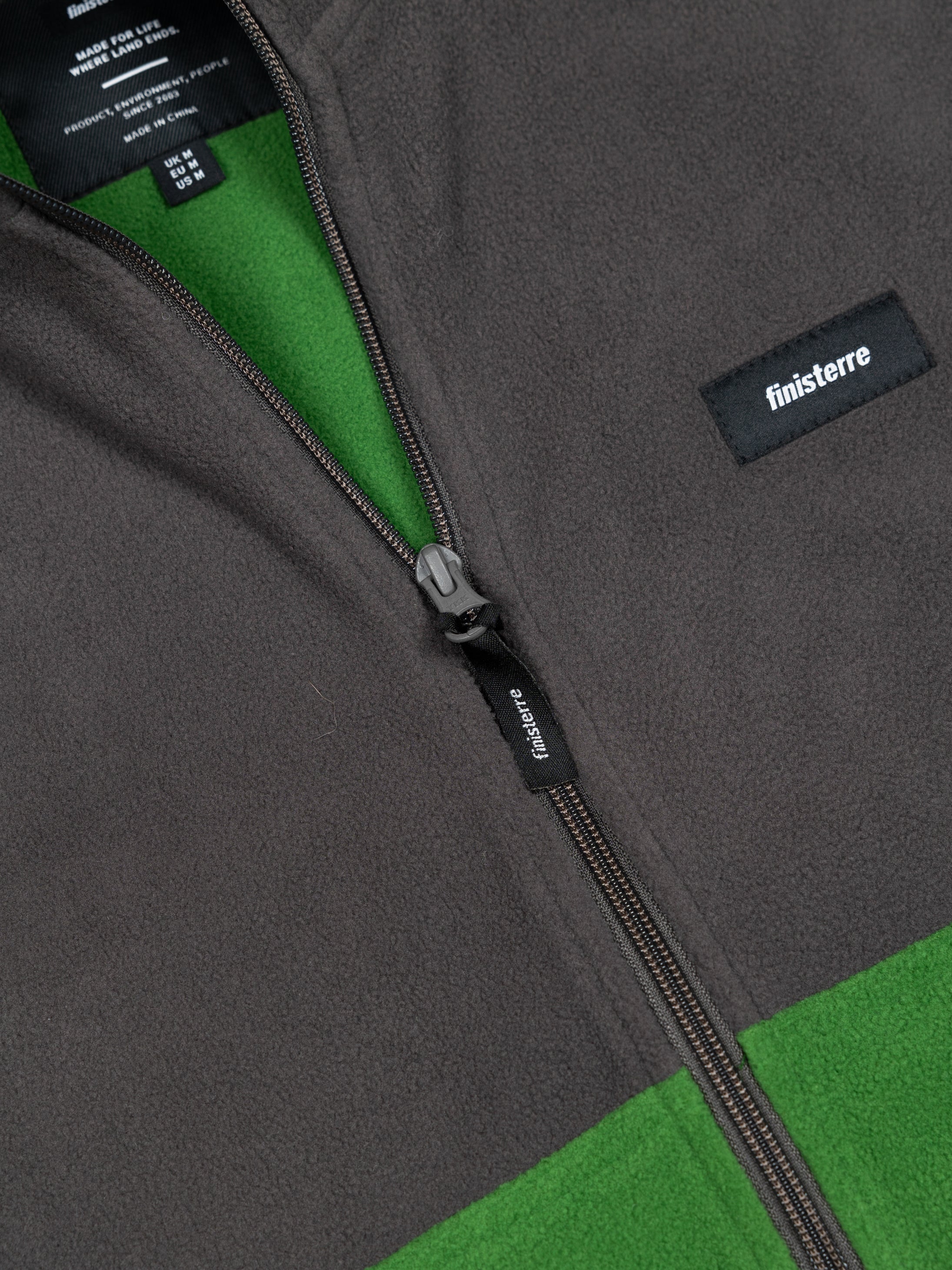 Recycled Zip Fleece in Black/Green - Axiom