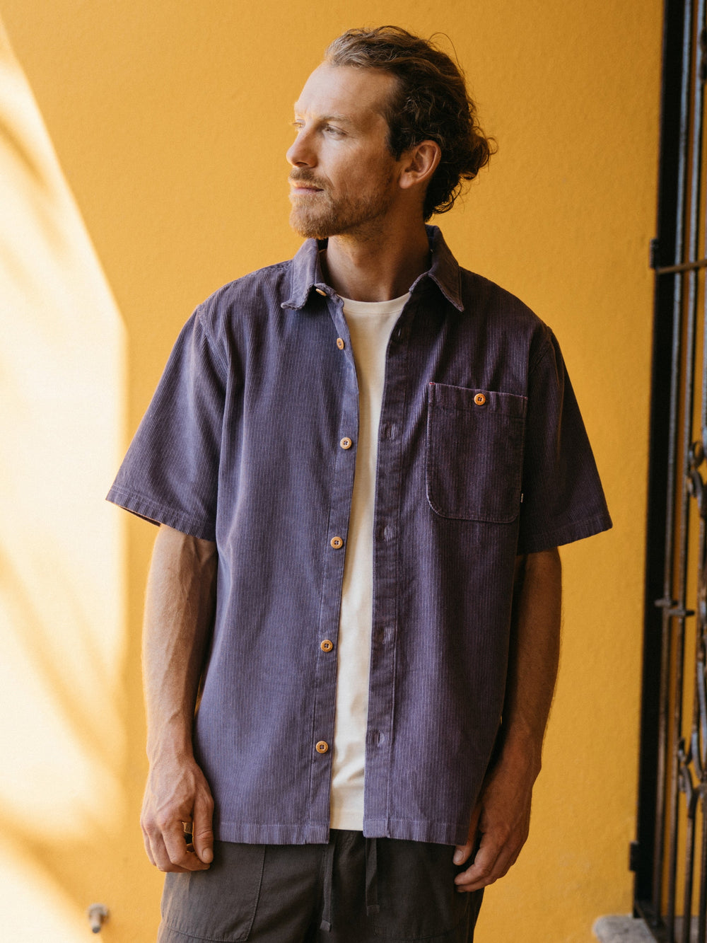 Organic Cotton Cord Shirt in Purple - Jetty