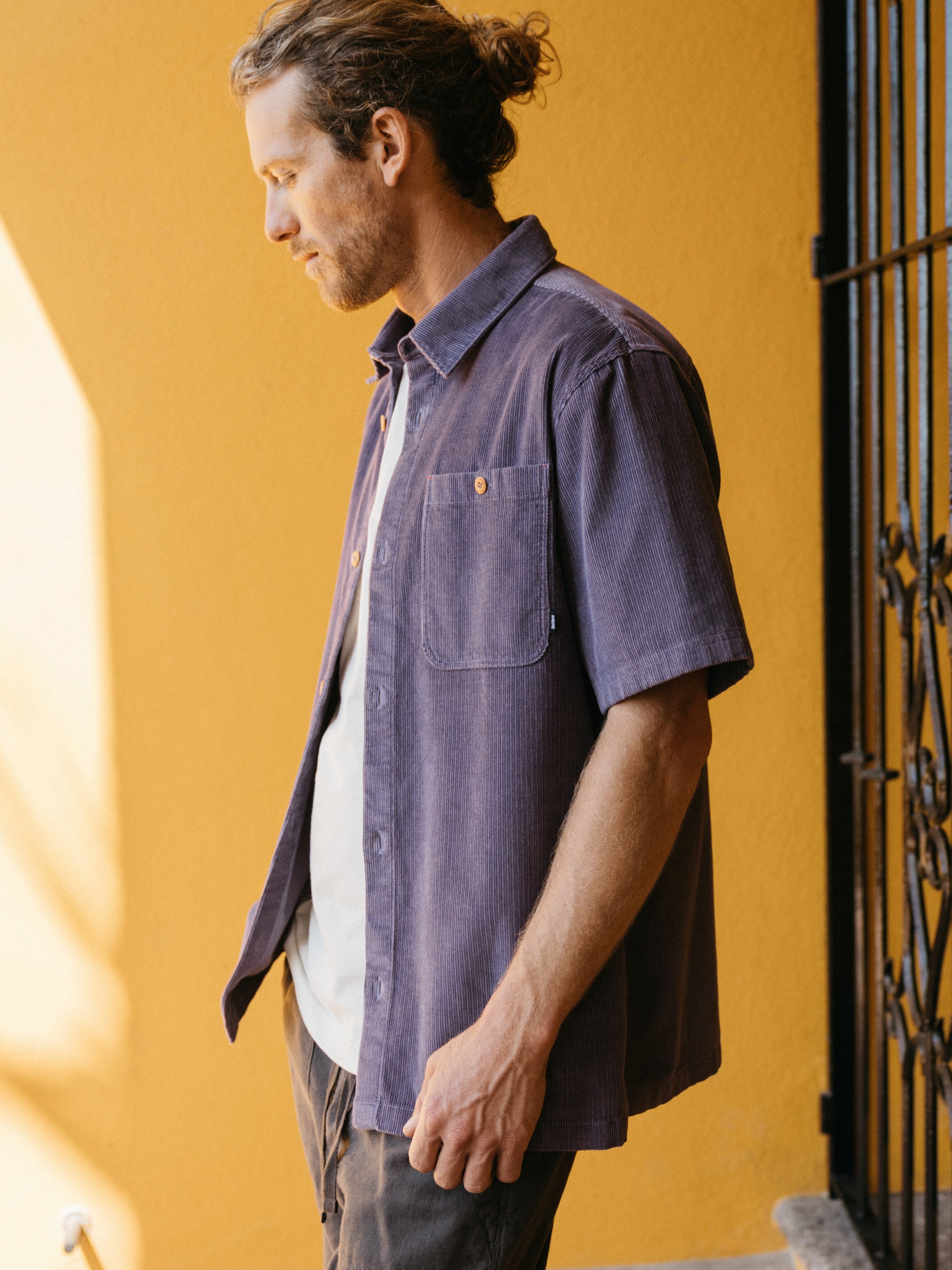 Organic Cotton Cord Shirt in Purple - Jetty