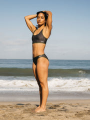 Recycled Bikini Pant in Brown Print - Ailla