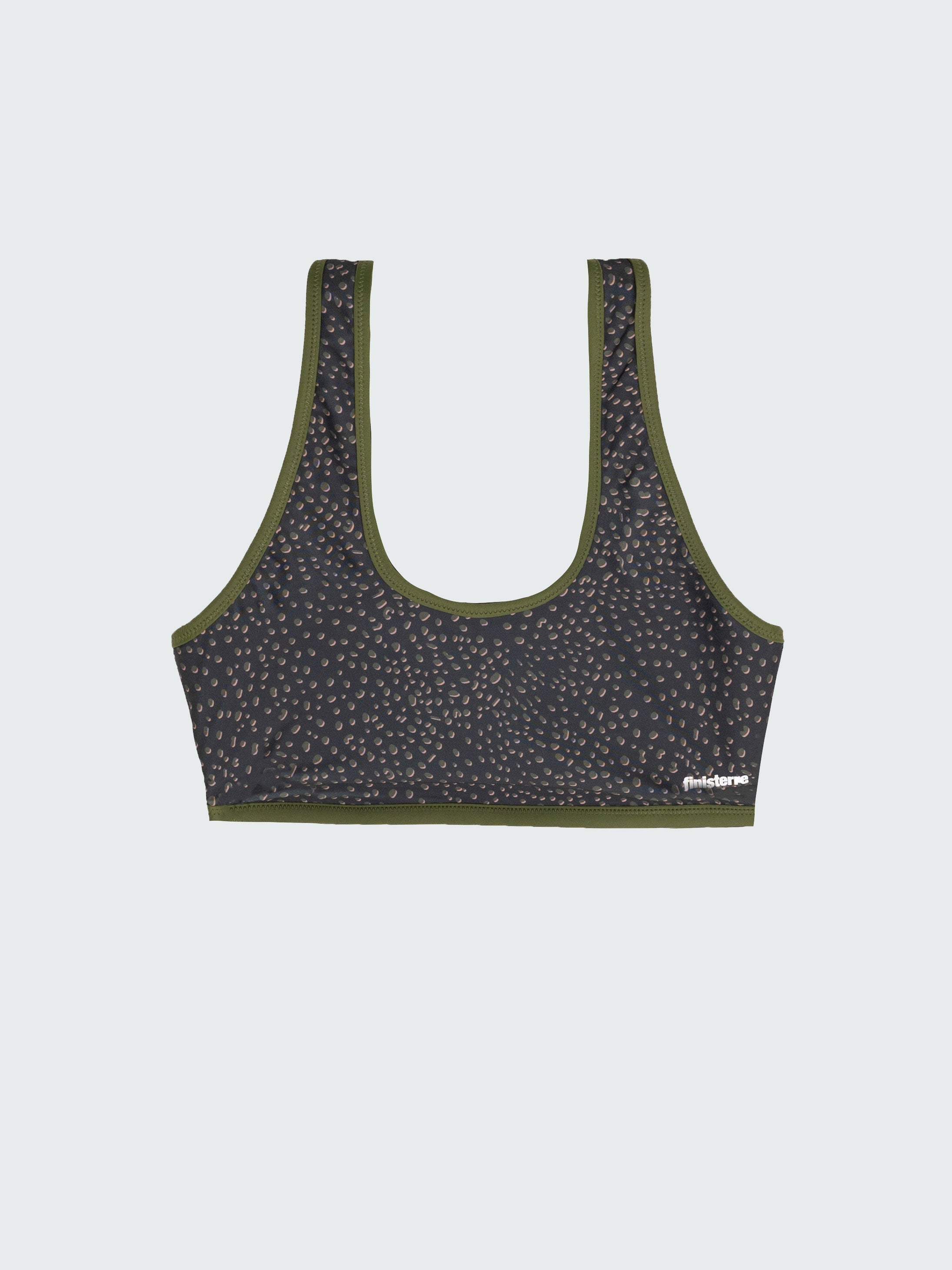 Recycled Scoop Bikini Top in Brown Print - Ailla