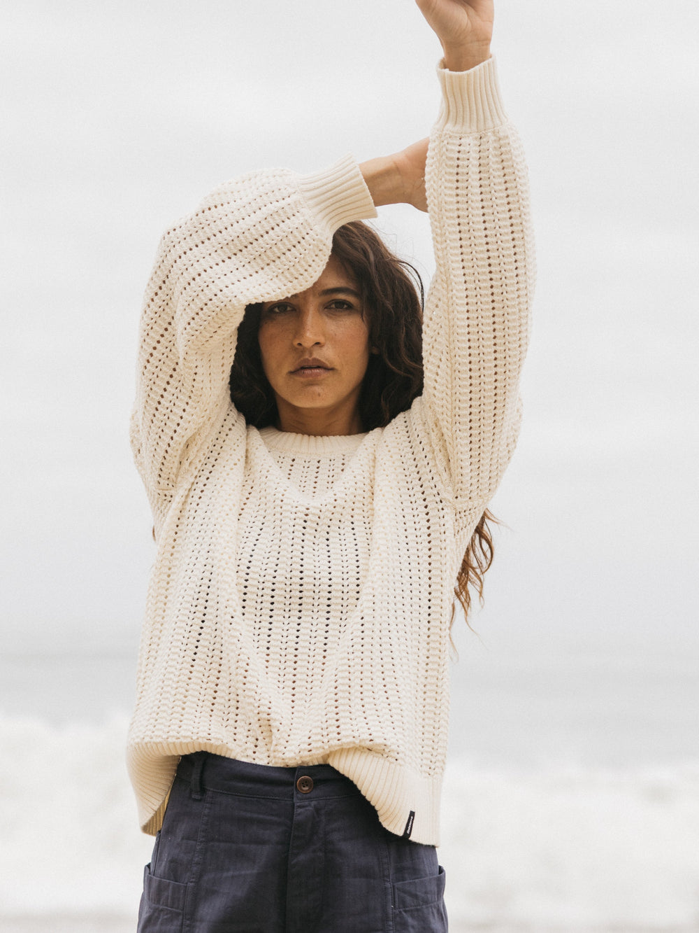 Organic Cotton Stitch Jumper in Ecru - Bracken