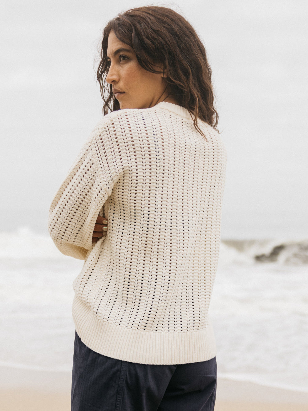 Organic Cotton Stitch Jumper in Ecru - Bracken