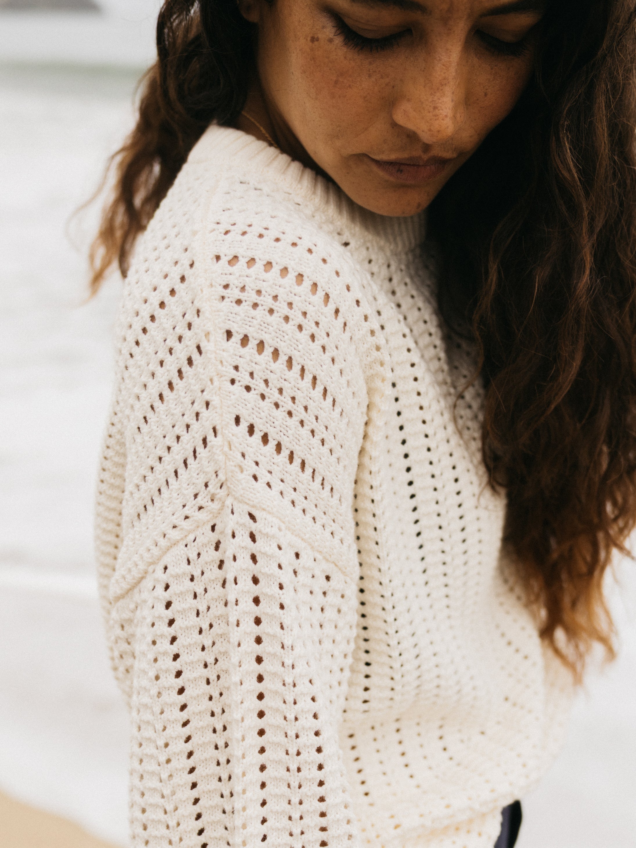 Organic Cotton Stitch Jumper in Ecru - Bracken