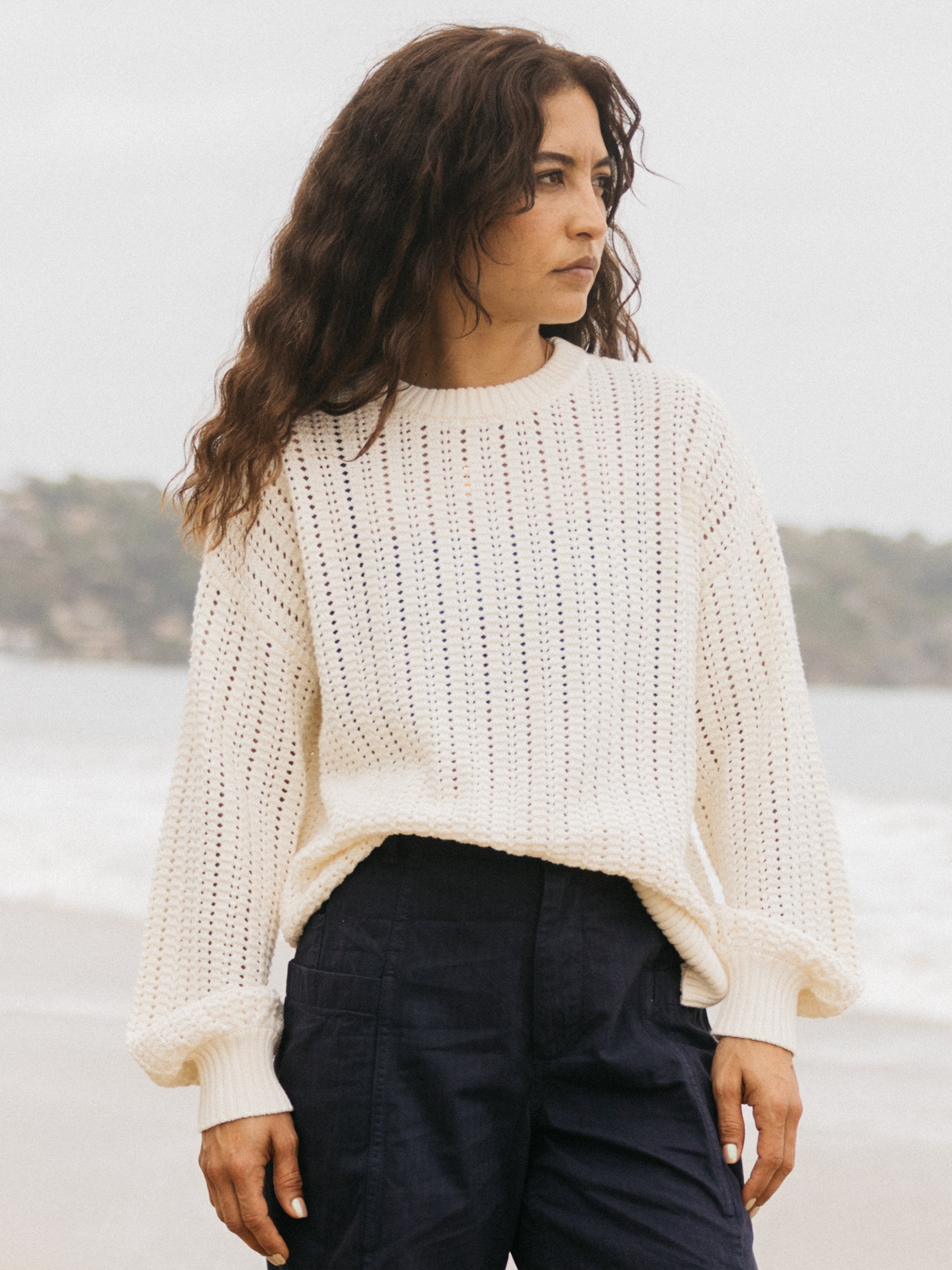 Organic Cotton Stitch Jumper in Ecru - Bracken