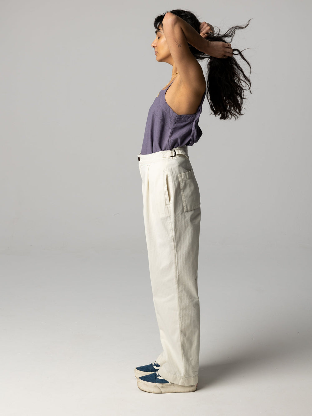 Organic Cotton Workwear Trouser in Ecru - Croft