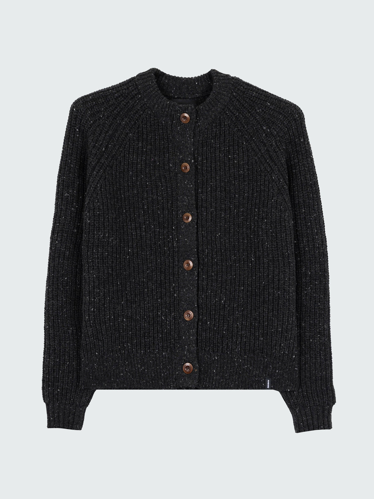 Wool Crew Neck Cardigan in Black - Mora