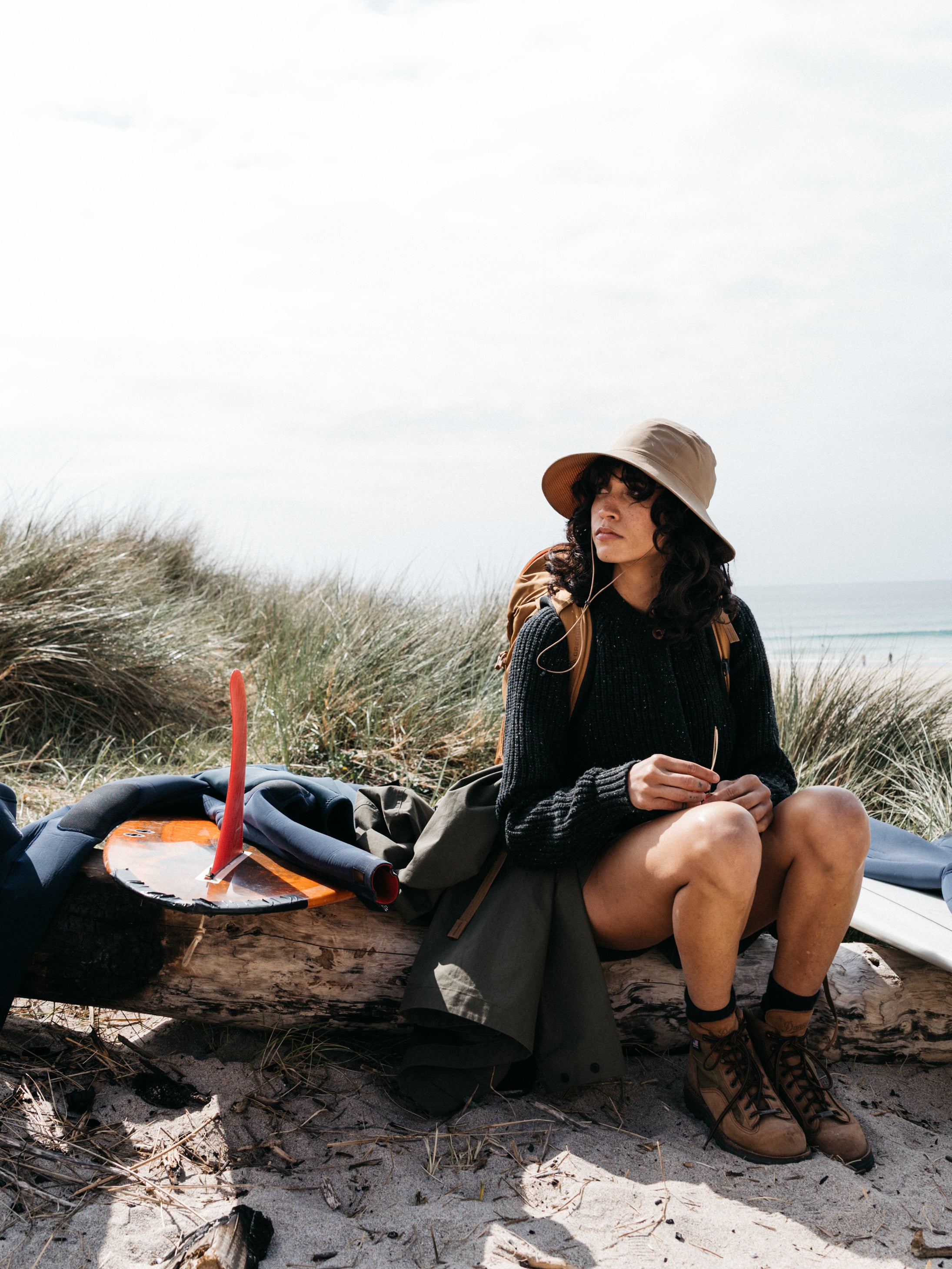 Wool Crew Neck Cardigan in Black - Mora