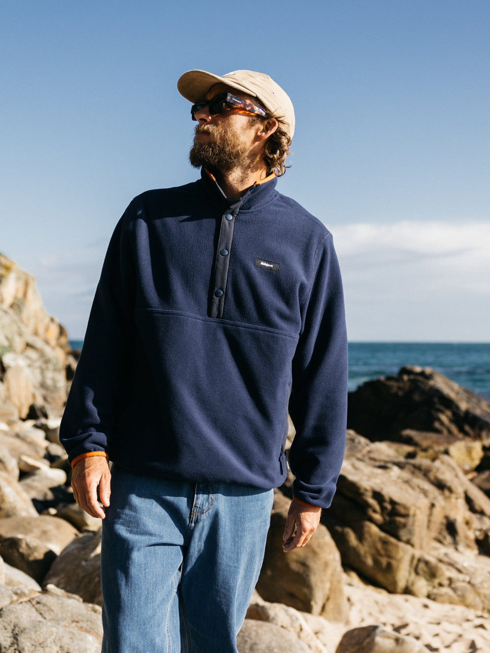 Recycled 1/4 Fleece in Deep Blue - Axiom