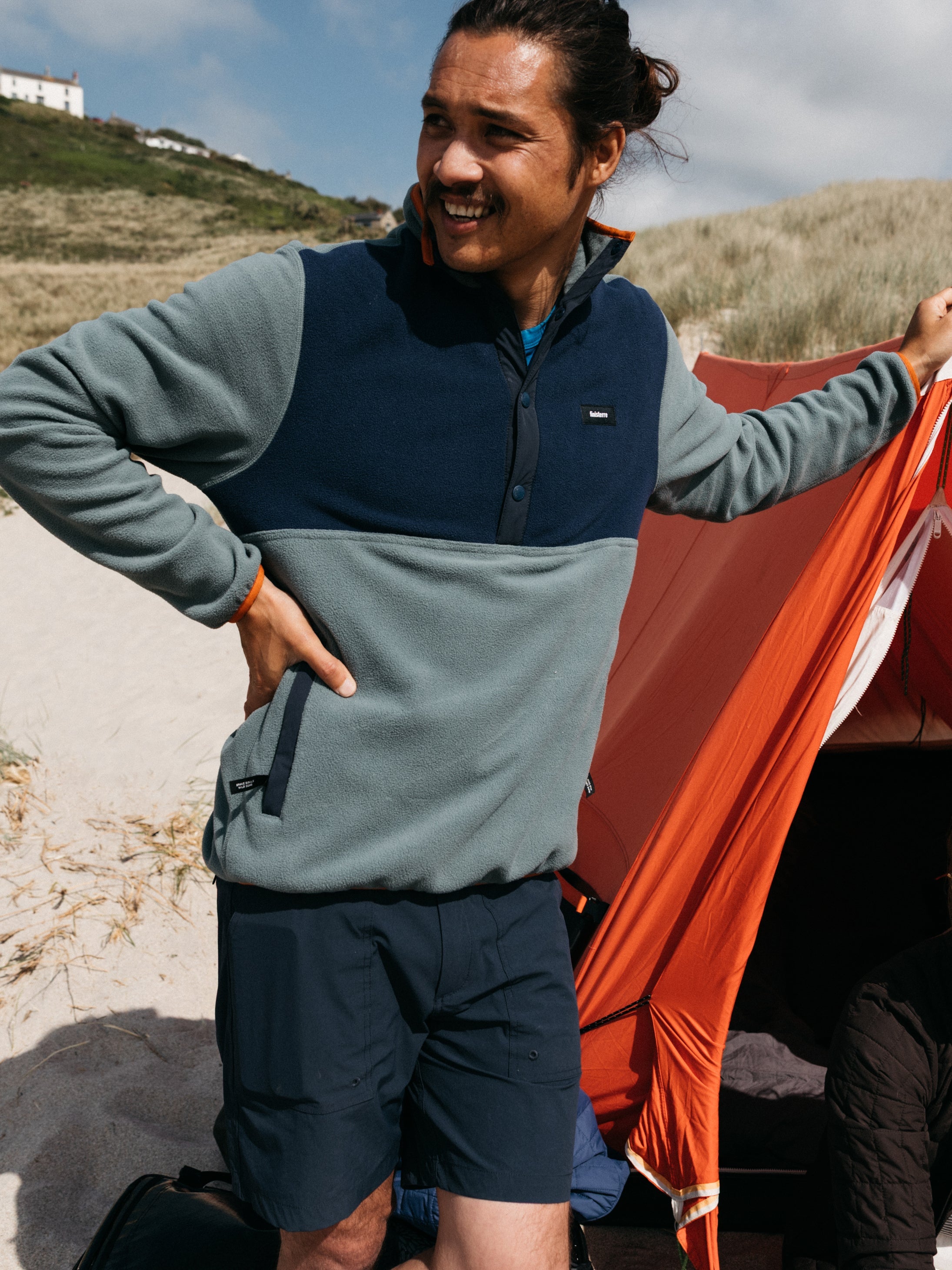 Recycled 1/4 Fleece in Deep Sea/Blue - Axiom