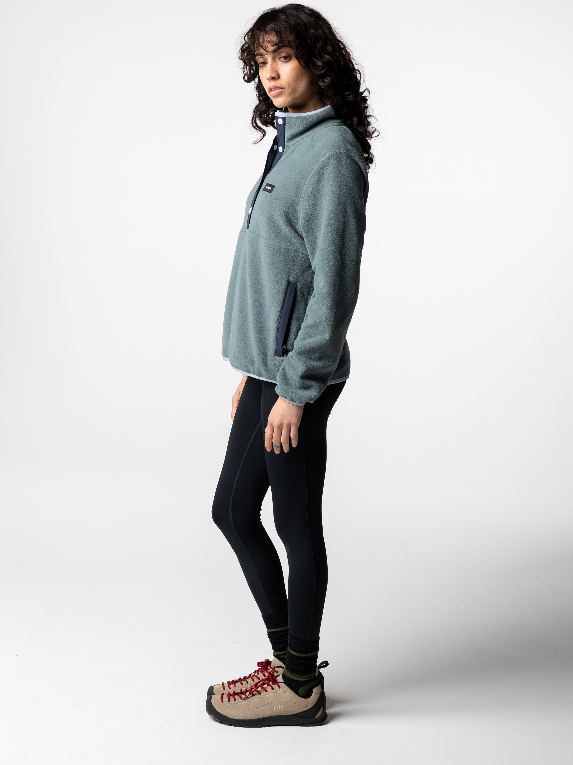 1/4 Snap Fleece in Oatmeal/Deep Blue - Axiom