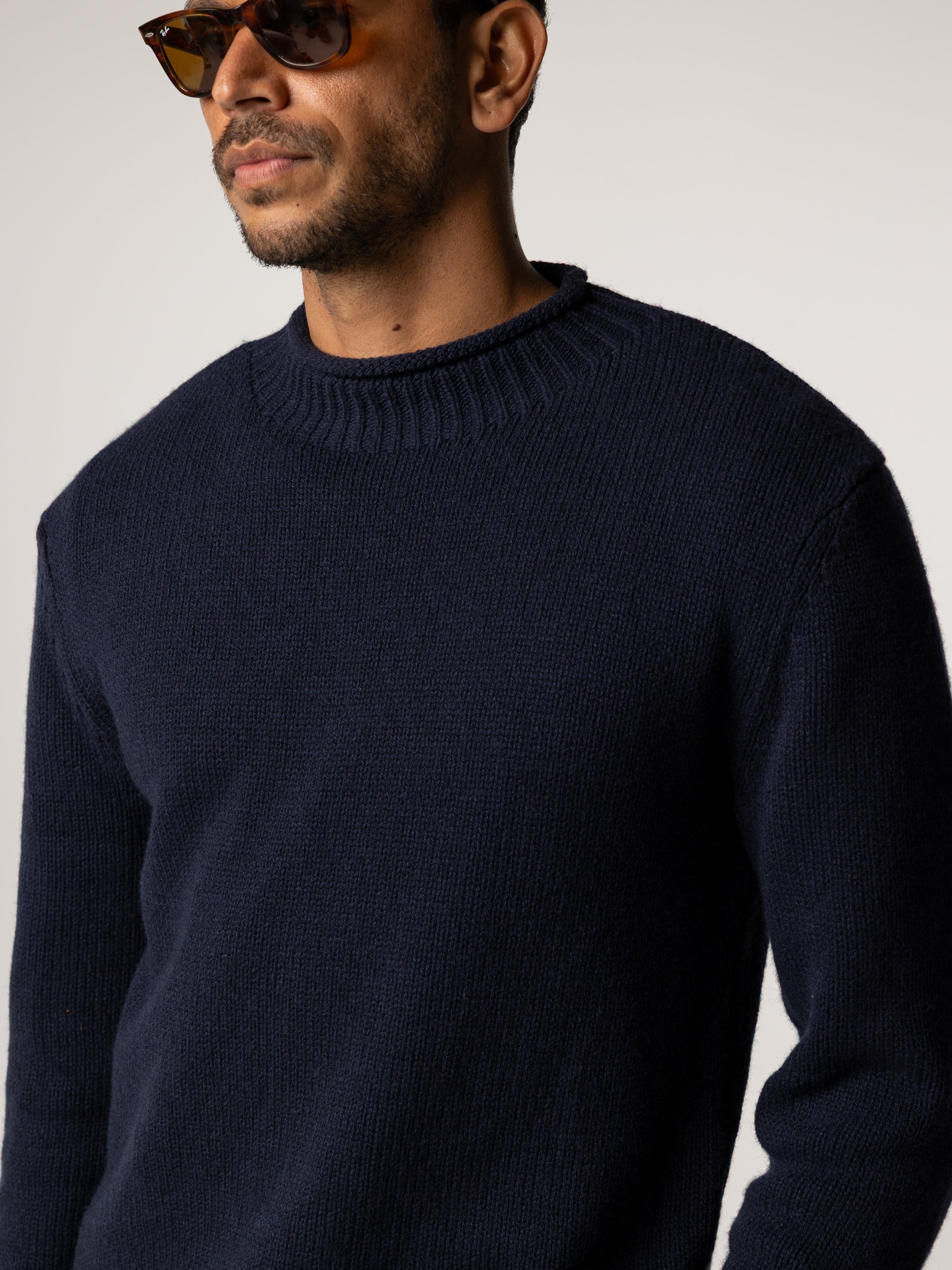 Wool Taran Jumper in Navy