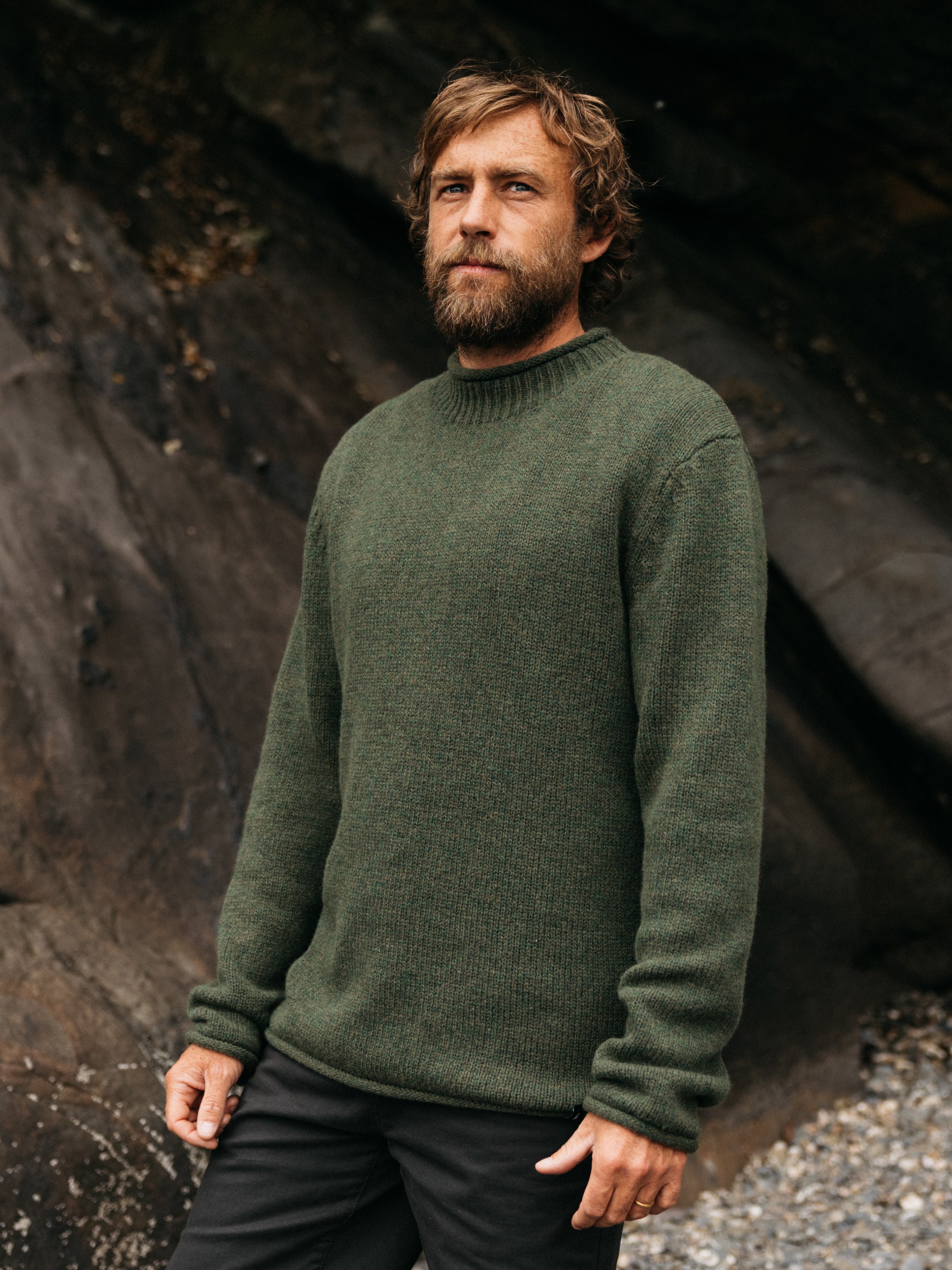 Wool Taran Jumper in Olive