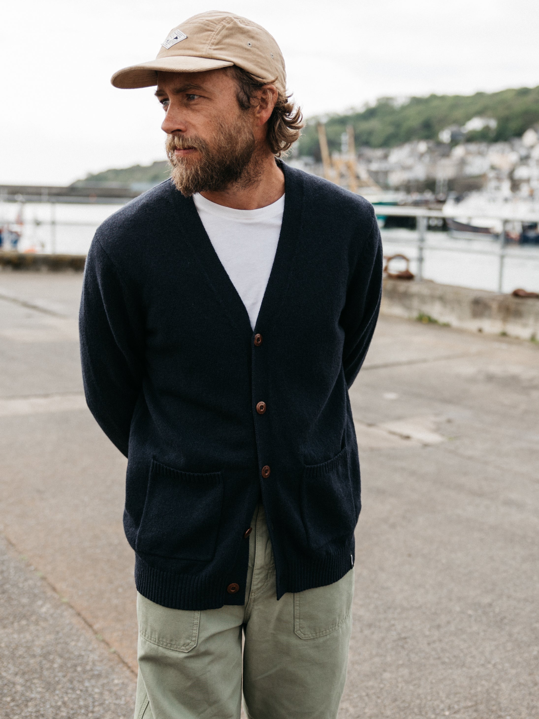 Wool Cardigan in Navy - Columba