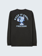 Organic Cotton Long Sleeve T-Shirt in Raven - Heat Wavy