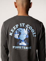 Organic Cotton Long Sleeve T-Shirt in Raven - Heat Wavy