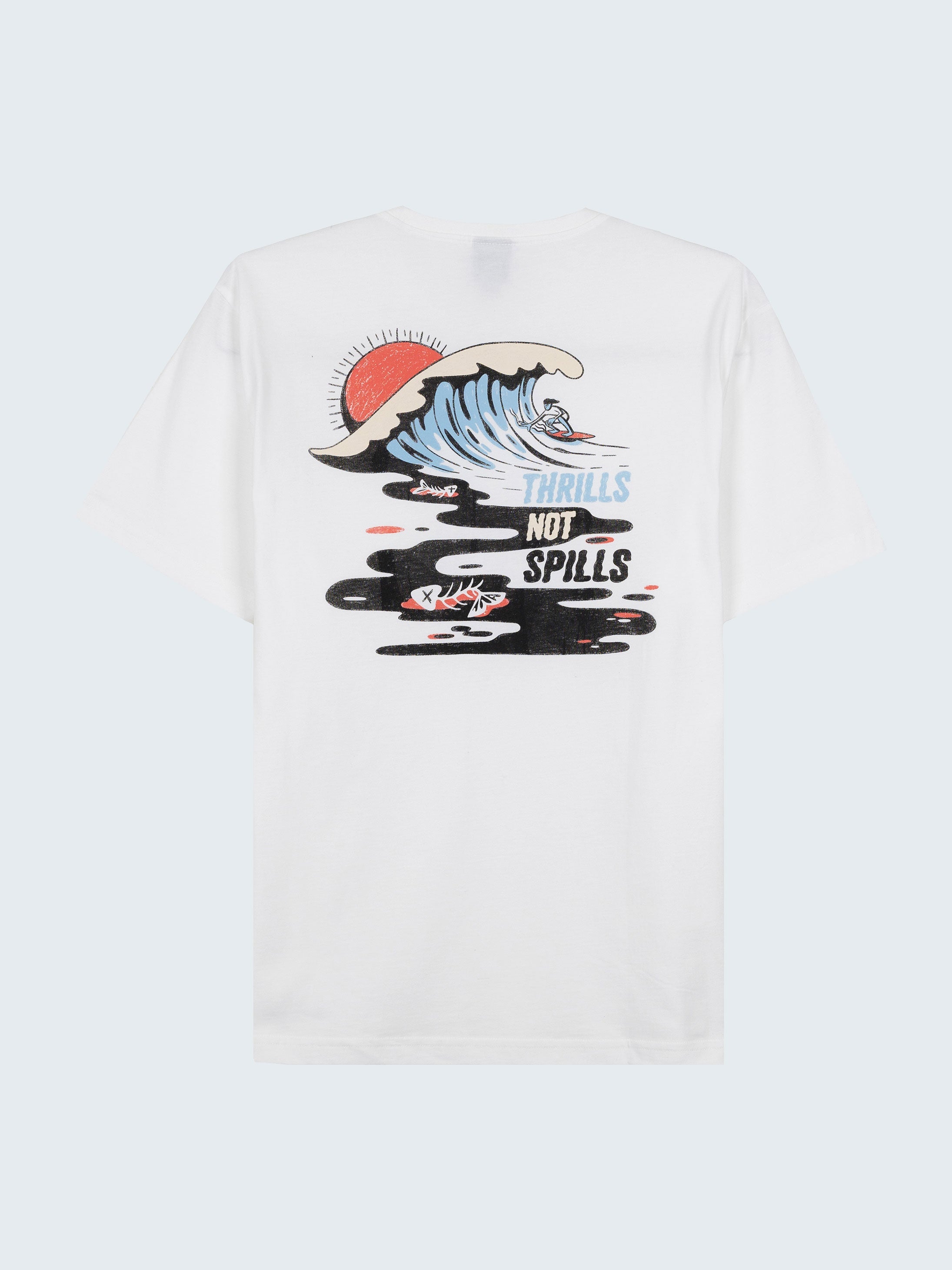 Organic Cotton T-Shirt in White - Thrills Not Spills