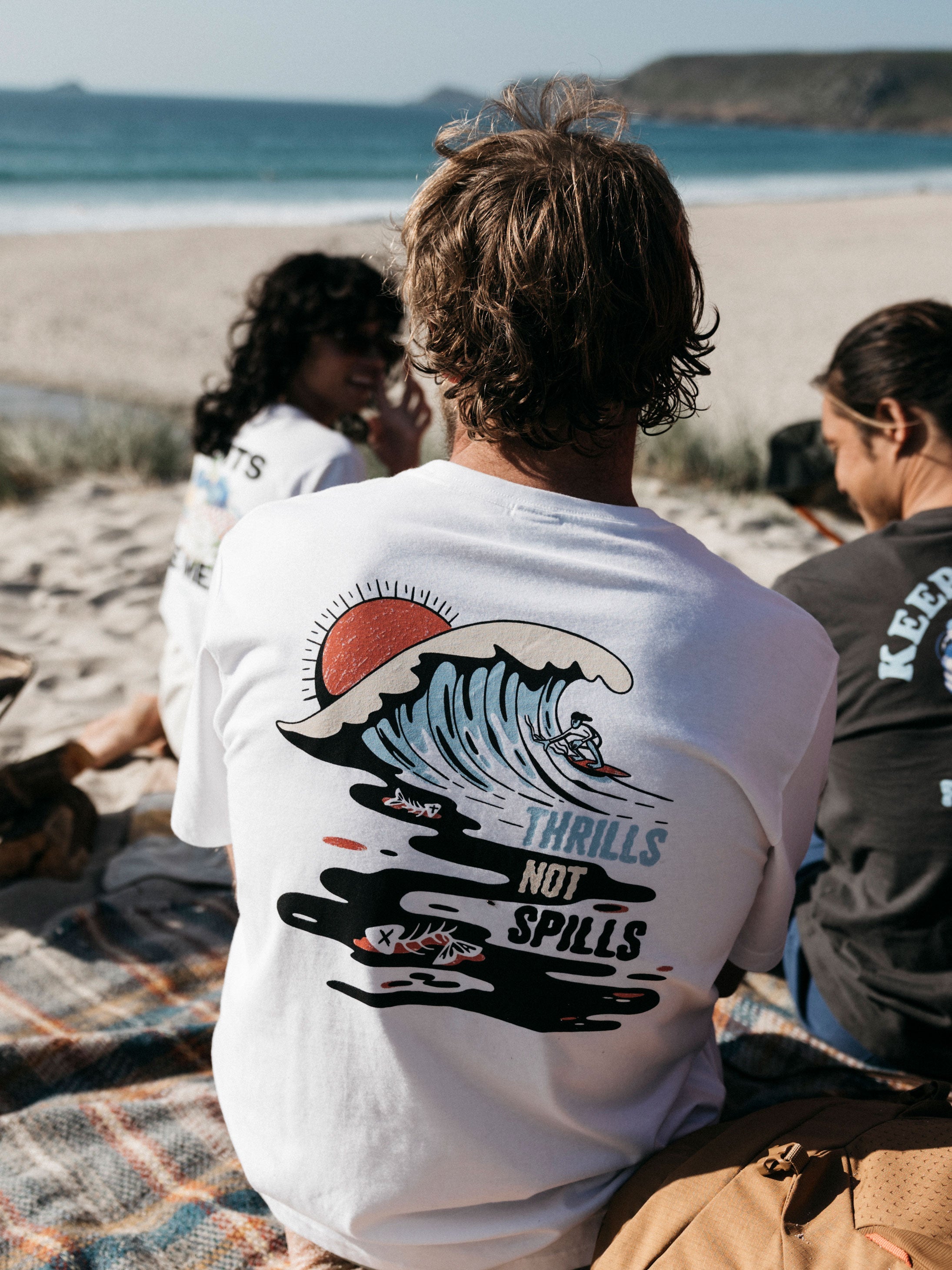 Organic Cotton T-Shirt in White - Thrills Not Spills