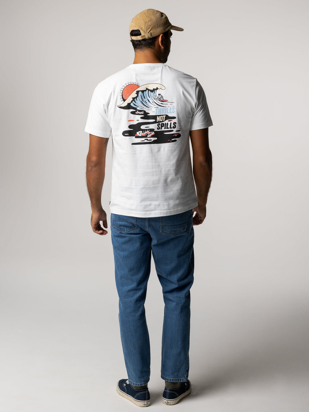 Organic Cotton T-Shirt in White - Thrills Not Spills
