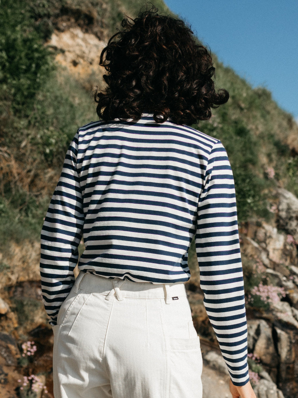 Eldon Long Sleeve T-Shirt in Blue/White