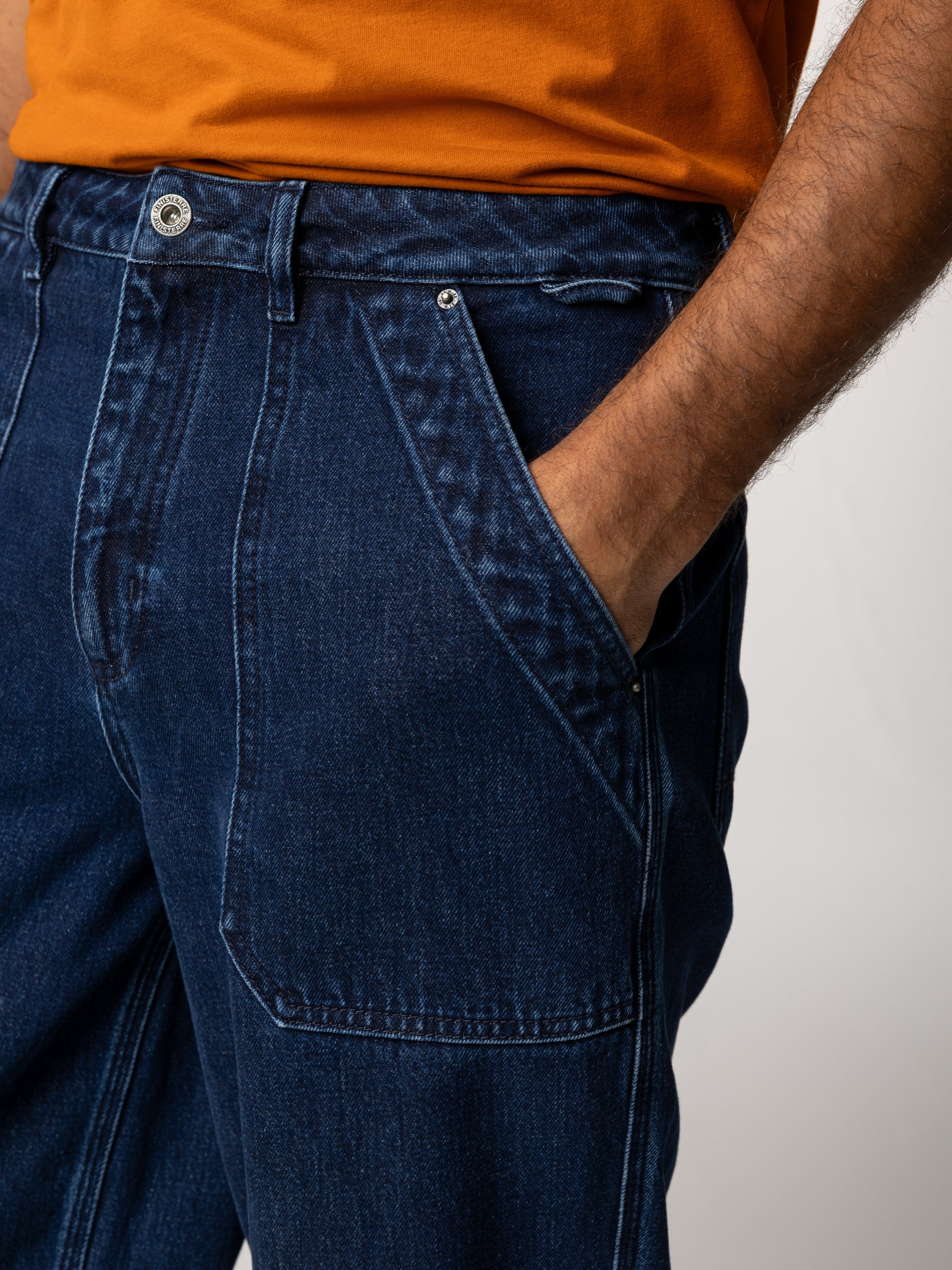 Denim Basset Utility Trouser in Dark Indigo