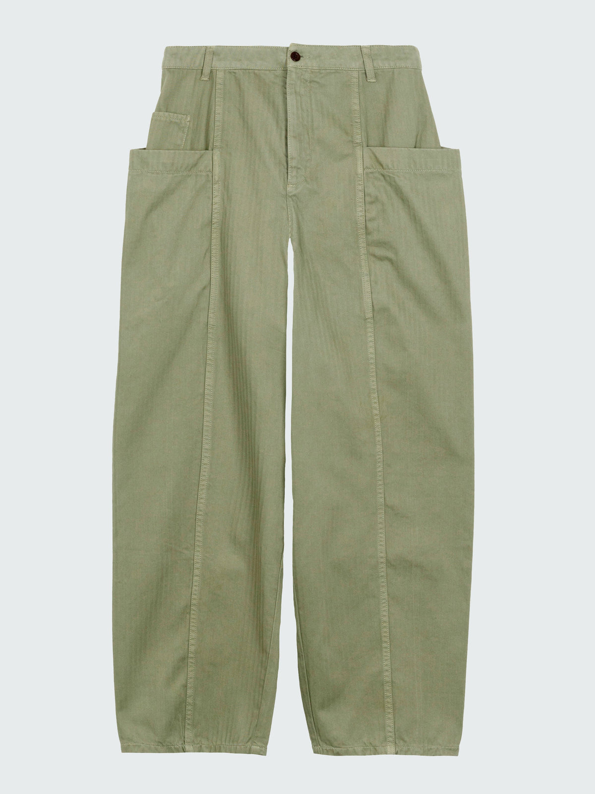Organic Cotton Barrel Trouser in Bayleaf Green - Croft