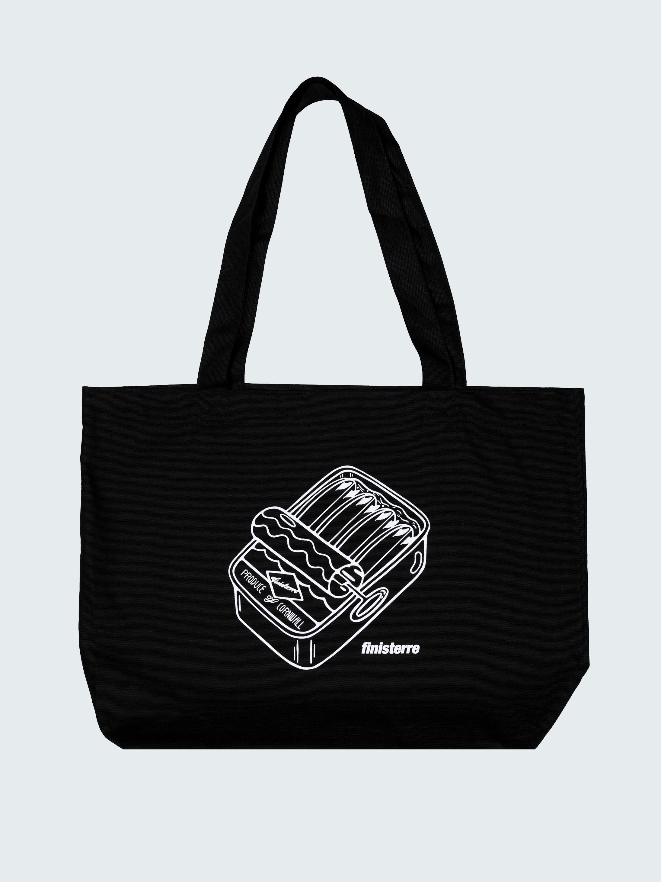 Organic Cotton Tote Bag in Black - Sardines