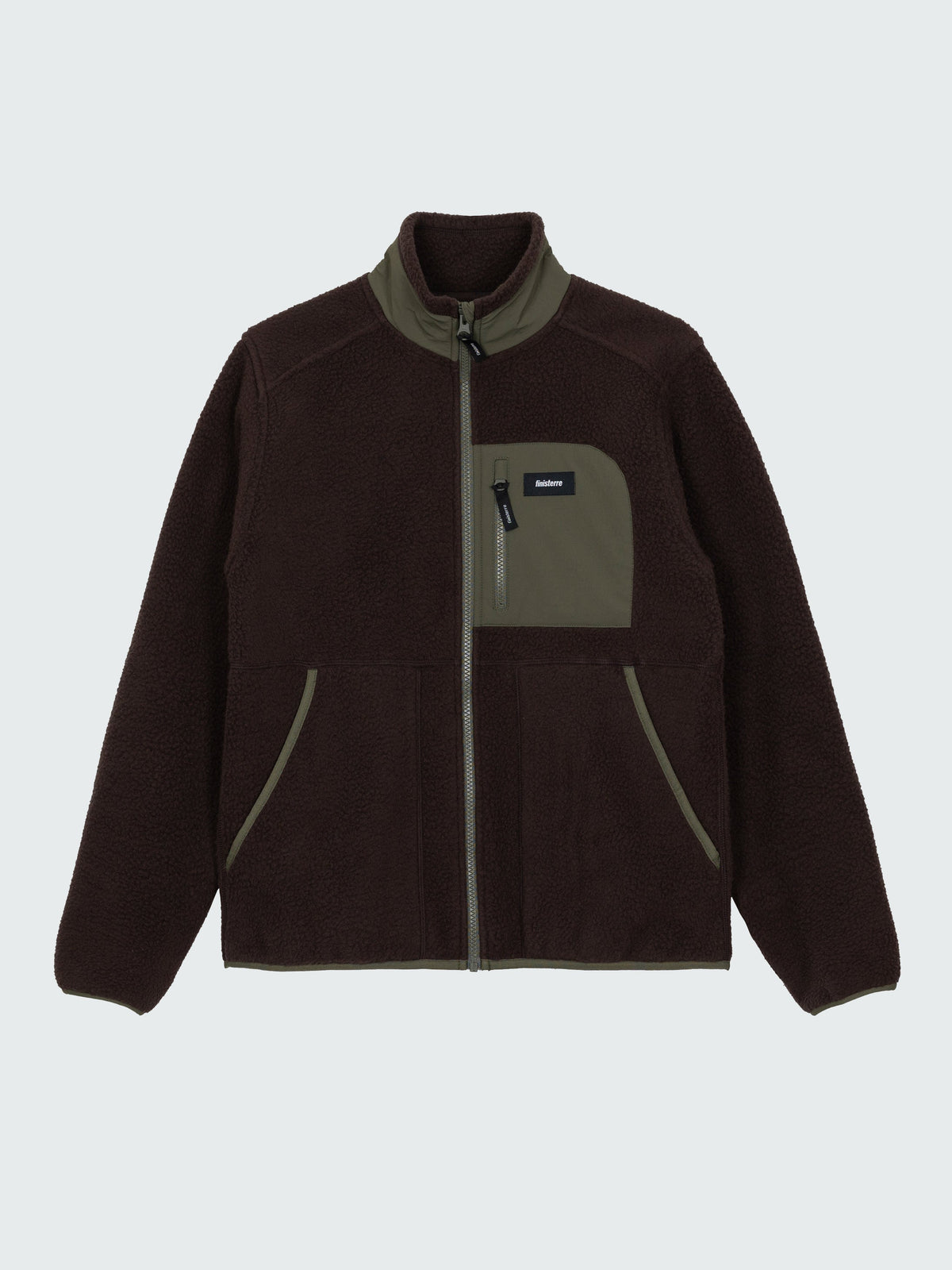 Recycled Fleece Jacket in Brown/Olive - Bolster