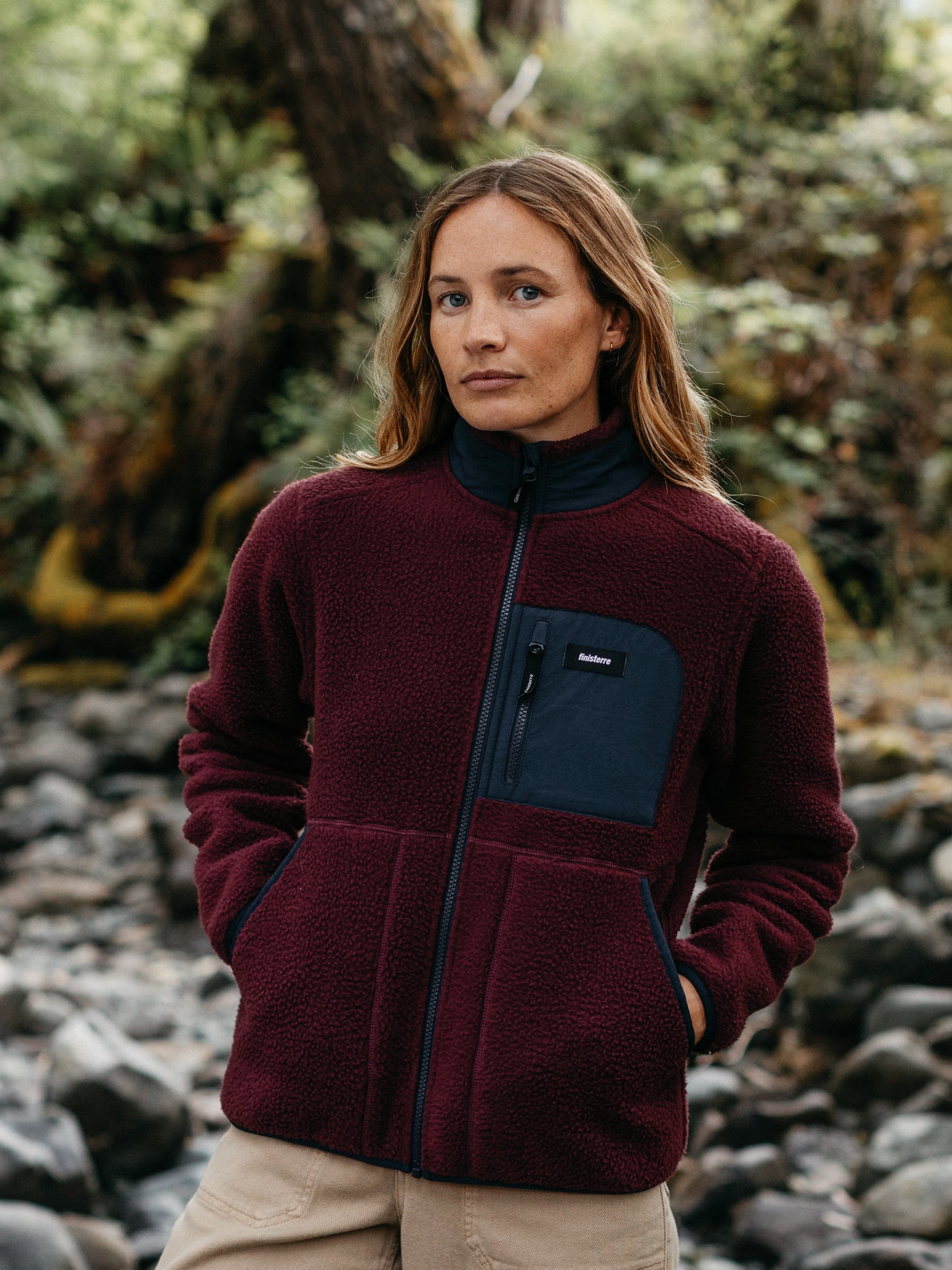 Recycled Fleece Jacket in Plum/Navy - Bolster