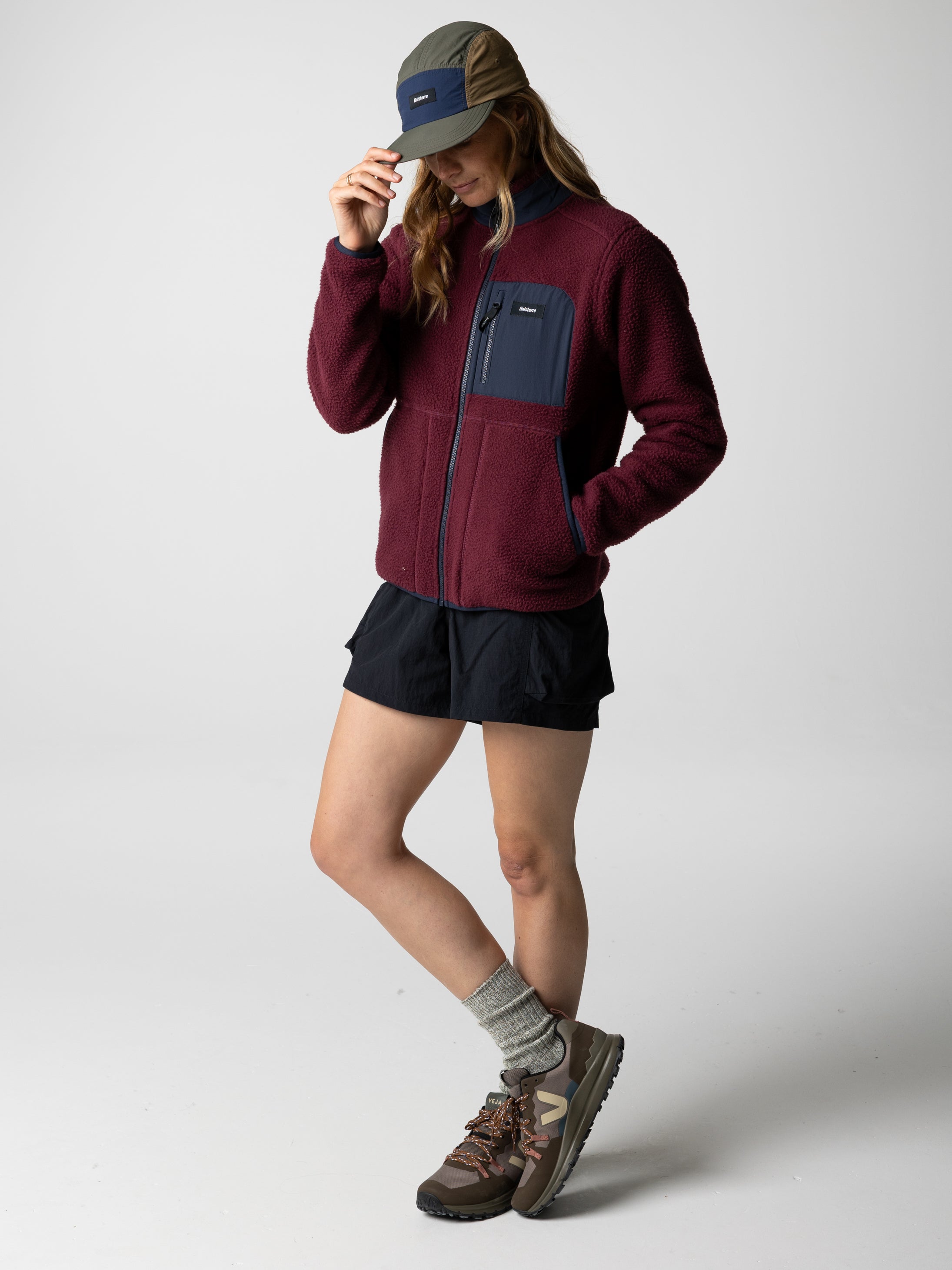 Recycled Fleece Jacket in Plum/Navy - Bolster