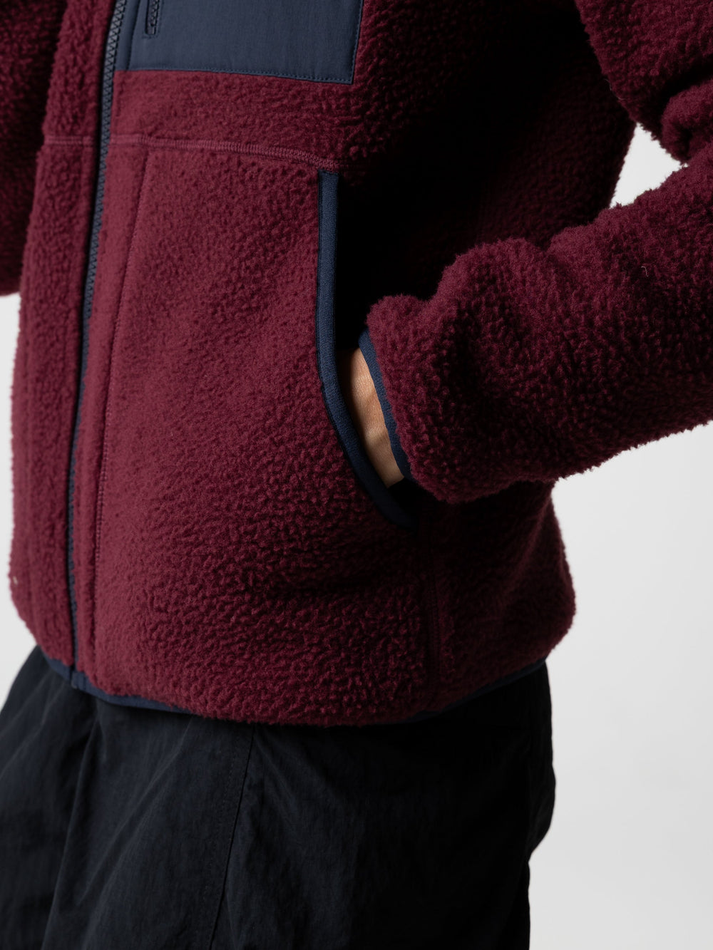 Recycled Fleece Jacket in Plum/Navy - Bolster